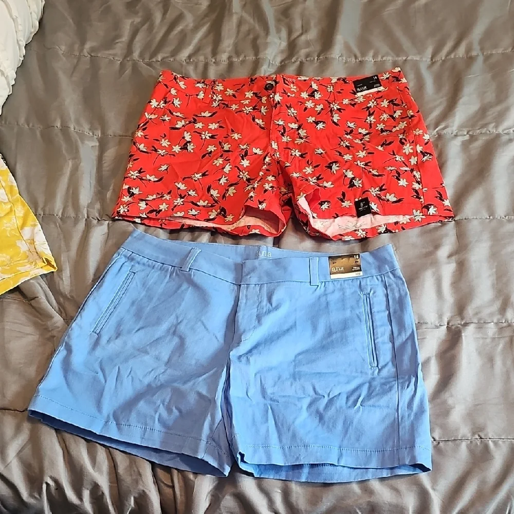 a.n.a Blue and Pink Twill Shorts - Picture 3 of 6